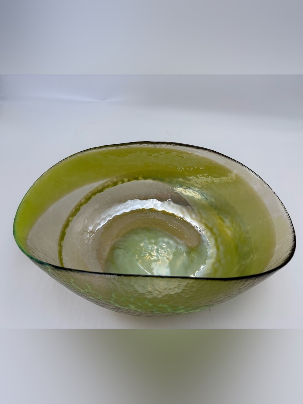 Crate & Barrel Agave Large Centerpiece Bowl Green Murano Glass Made In Italy